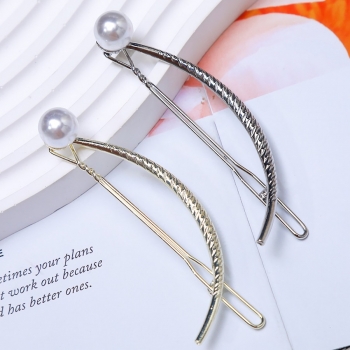 one pc new 2 colors crescent moon shape metal pearl hair clip(size:8.7cm)