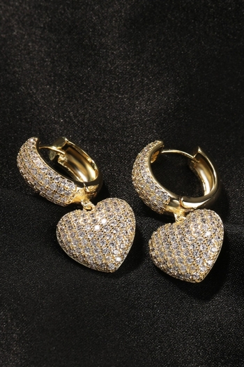 one pair new 3 colors rhinestone heart shape pendant hoop earrings (length:14mm)