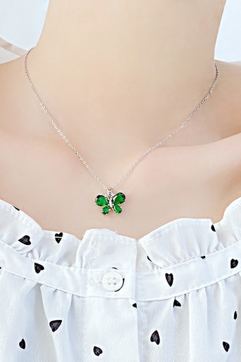 one pc new 2 colors rhinestone delicate butterfly pendant necklace(length:41+6cm)