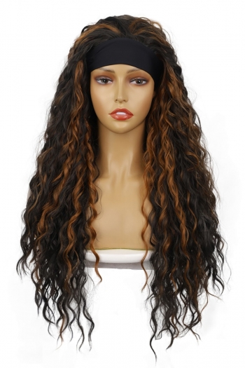 one pc new stylish front ice ribbon gradient long curly synthetic wigs (length:26 inch)