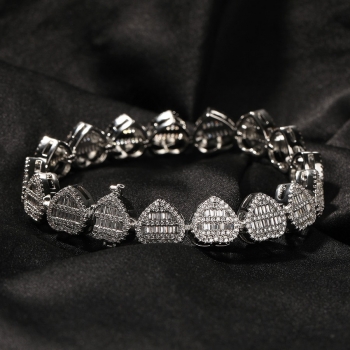 one pc new 2 colors high quality hip hop heart shape rhinestone chain sexy bracelets(length:8 inch)