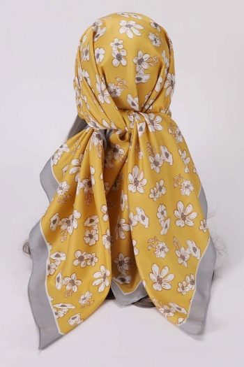 one pc new 3 colors floral printing stylish retro satin scarf 110*110cm