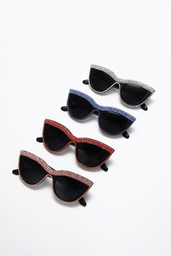 one pc new stylish four colors rhinestone decor geometric plastic frame uv protection polarized sunglasses