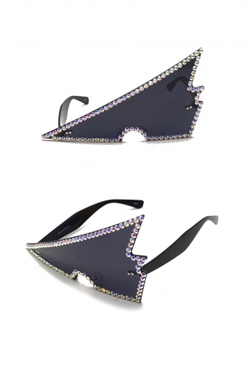 one pc new stylish five colors rhinestone decor geometric frameless uv protection polarized sunglasses