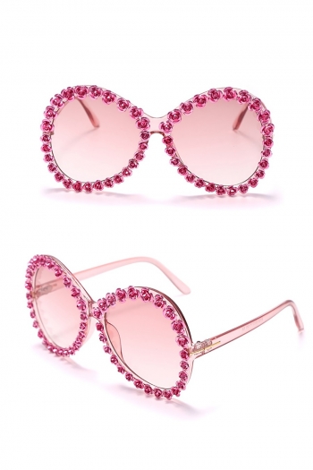 one pc new stylish four colors rose shape rhinestone decor round frame uv protection polarized sunglasses
