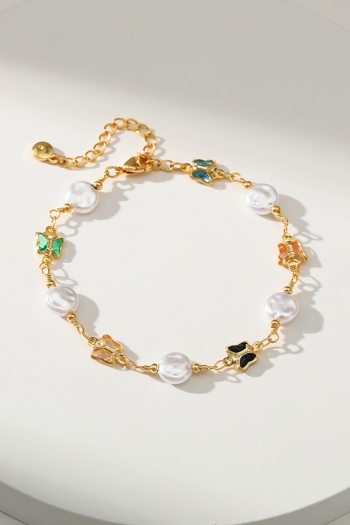 one pc new pearl colorful butterfly metal bracelet(length:17cm)