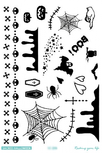 five pc set new halloween horror multi-element party waterproof tattoo stickers(size:15*10.5 cm)