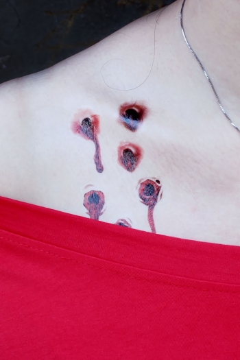 five pc set new halloween multi-elements horror wound realistic bloodstain scars waterproof tattoo stickers (size:105*60 mm)