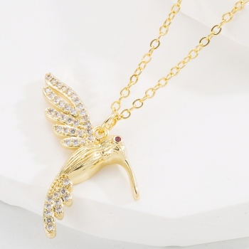 one pc new bird rhinestone decor stylish all-match creative necklace(length:45cm)