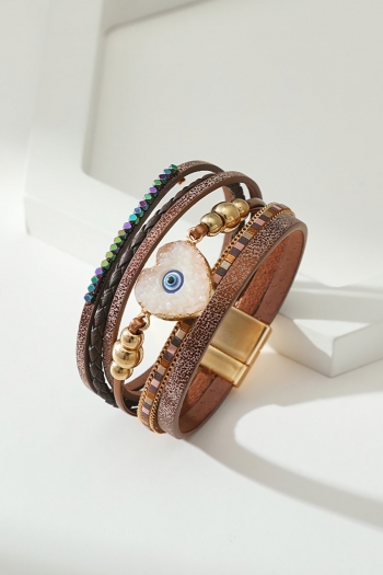 one pc new 6 colors best sellers pu heart shape rhinestone evil eye bracelets(length:19cm)