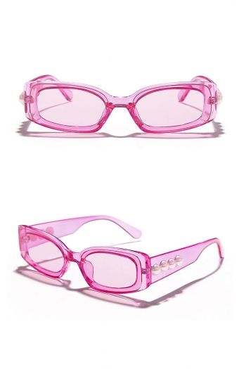 one pc new stylish ten colors pearl decor small square shape plastic frame uv protection polarized sunglasses