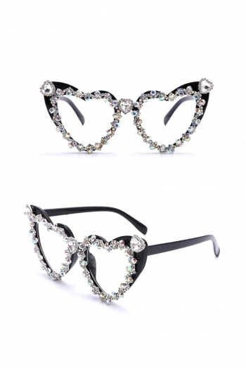 one pc new stylish five colors heart shape rhinestone frame uv protection polarized sunglasses