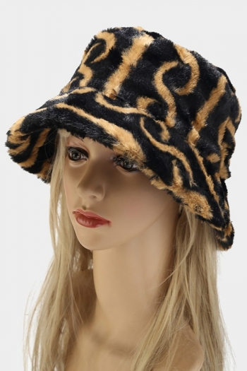 autumn and winter new 5 colors stripe printing plush fleece thick warm skin-friendly soft foldable bucket hat