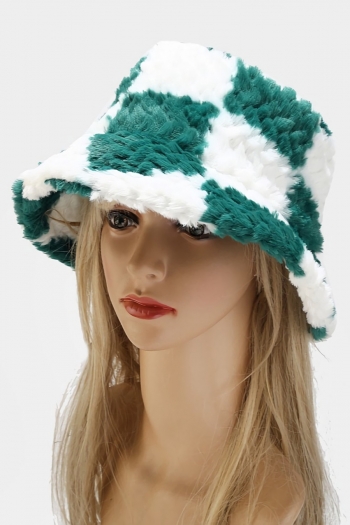 autumn and winter new 4 colors large lattice plush warm outdoor thickening  bucket hat 56-58cm