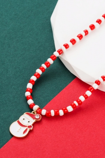 Chirstmas one pc new snowman dripping oil stylish creative necklace (length:45+7cm)