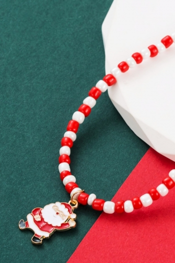 Christmas one pc new funny santa claus beads dripping oil stylish cute creative necklace (length:45+7cm)