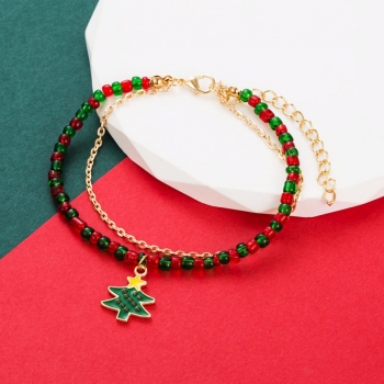 Christmas one pc new christmas tree star beads dripping oil stylish creative bracelet  (length:25cm)