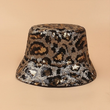one pc new fashion 2 colors  sequins leopard bucket hat 56-58cm