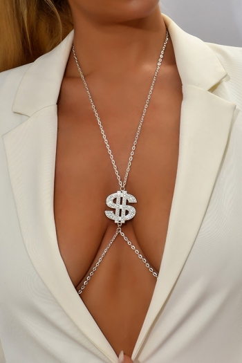 one pc new 2 colors simple dollar rhinestone best sellers sexy shiny alloy ajustable body chain