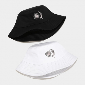 One pc new stylish cartoon sun and moon printing bucket hat 56-58cm