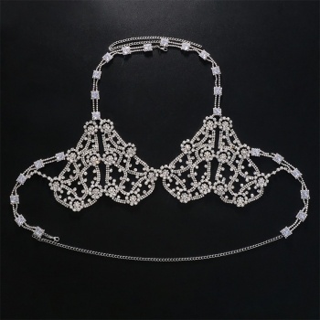 One pc new 2 colors high quality punk style cutout rhinestone ajustable body chain