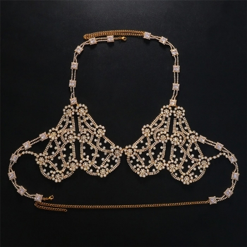 One pc new 2 colors high quality punk style cutout rhinestone ajustable body chain
