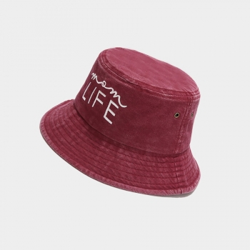 One pc new stylish six colors letter embroidery denim bucket hat 56-58cm