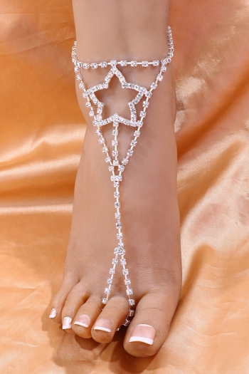 One pc new 2 colors bohemian stars cutout rhinestone ajustable anklet