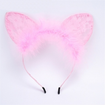 one pc 5 colors new christmas halloween cat ears plush lace hair hoop(length:19.5cm)