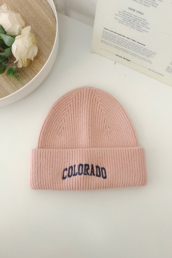 One pc new stylish winter eight colors letter embroidery warm knitted beanie 56-58cm