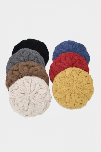 one pc new stylish winter seven colors solid color warm woolen yarn beret 56-58cm