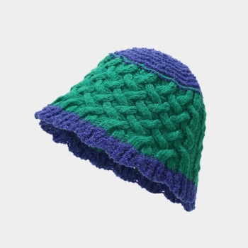 One pc new stylish six colors contrast color knitted beanie 56-58cm