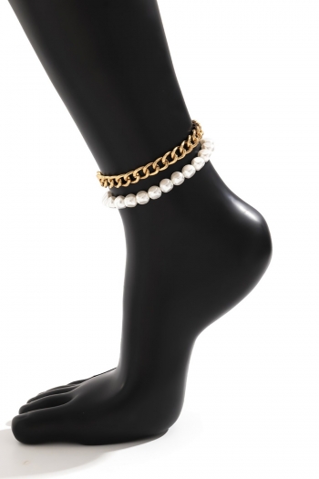 Two pc set new peal metal chain fashion all-match anklet(length:20cm+5cm)