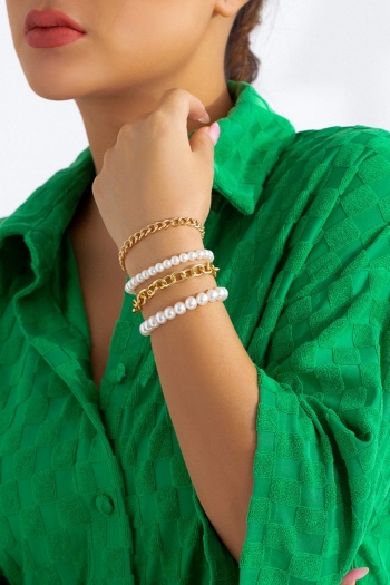 Four pc set new simple pearl metal chain stylish retro bracelet(mixed length)