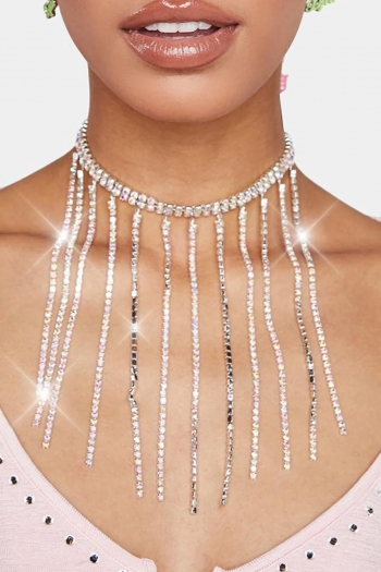 One pc new 2 colors tassel rhinestone fashion ajustable necklace