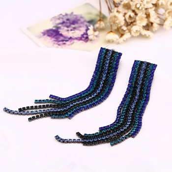 one pair new four colors tassel rhinestone decor stylish pretty earrings (length:9.8cm)