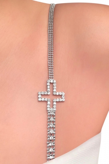 one pair new cross shape rhinestone metal chain sexy adjustable stage party shoulder chain