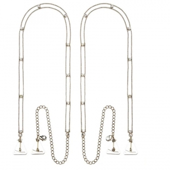 one pair new double row cutout rhinestone metal chain sexy adjustable stage party shoulder chain