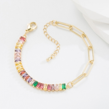 one pc new contrast color rhinestone stylish pretty all-match adjustable alloy bracelet (length:22.5cm)