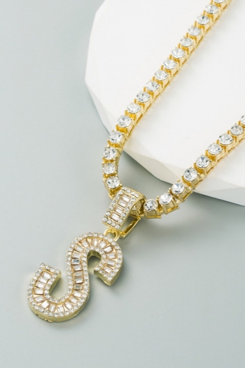 one pc new letter s rhinestone stylish creative necklace (length:47cm)