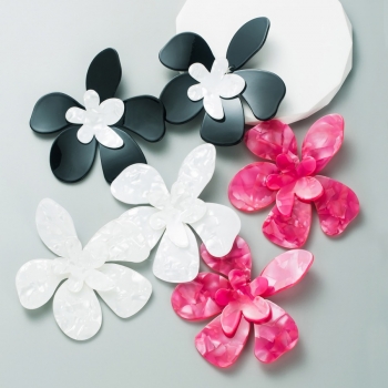one pair new three colors flower shape stylish sweet earrings (length:9.5cm)