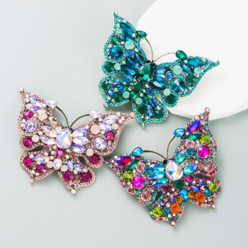 one pc new three colors butterfly shape rhinestone stylish pretty brooch (length:8cm)