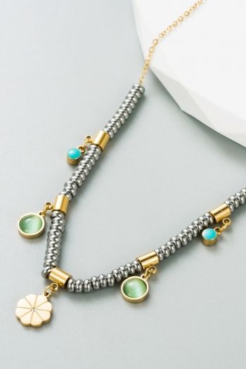 one pc new flower geometric shape stylish punk alloy necklace (length:46cm)