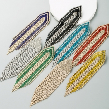 one pair new eight colors tassel rhinestone stylish creative luxury earrings (length:15.5cm)