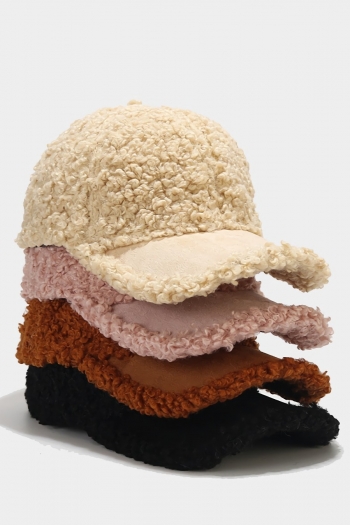 one pc new winter stylish 5 colors solid color teddy fleece baseball cap 56-58cm