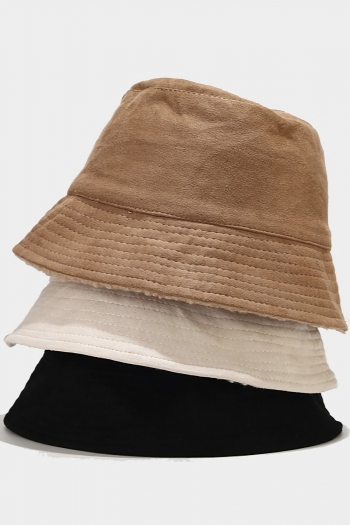 one pc new winter stylish 3 colors solid color berber fleece warm bucket hat 56-58cm