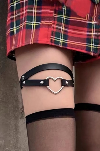 one pc two layer new metal heart connected leather leg ring ajustable gothic style sexy body chain (length:35-65cm)