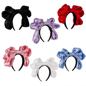 one pc new 6 colors sweet three-dimensional satin lolita large bow hair hoop (size:29.5*21cm)