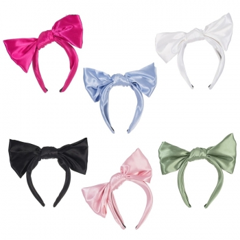 one pc new 6 colors retro satin simple knotted bow hair hoop (size:22*18.5cm)