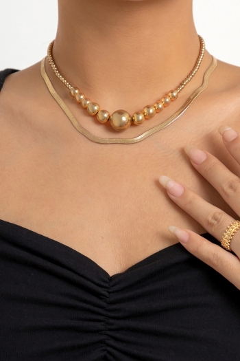 two pc set new two colors metal beaded stylish retro collarbone necklace(mixed length)